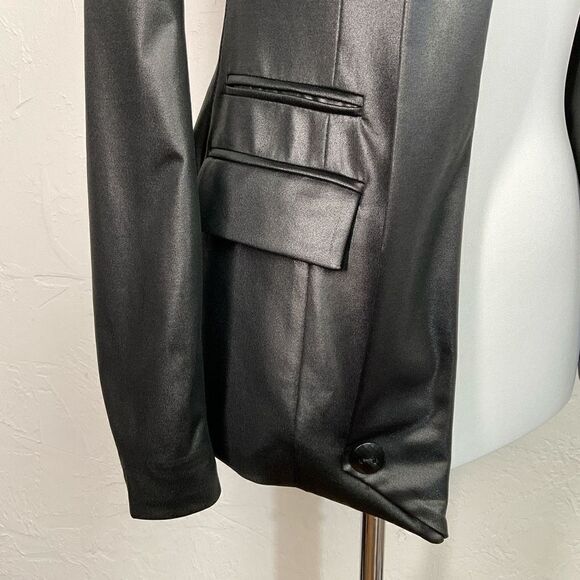 Guess Black Shiny Open Front Blazer Jacket 0 - Picture 2 of 5